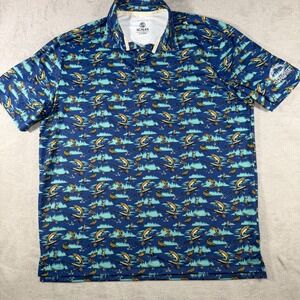 Scales Mens XL Performance Polo Shirt Fly Fishing Trout Caledonia Golf Fish Club